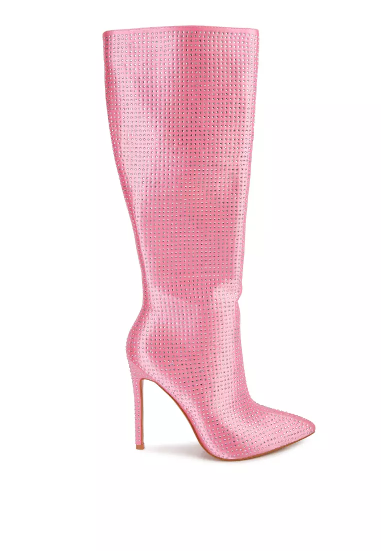 Discount on London Rag  shoes - SKU: Pink Diamante Set High Heeled Calf Boot