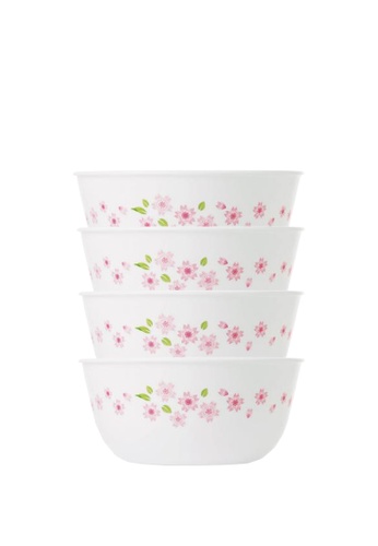 Corelle Corelle Vitrelle Tempered Glass 4 Pcs Rice Bowl - Sakura 5F8C8HLE62B28CGS_1