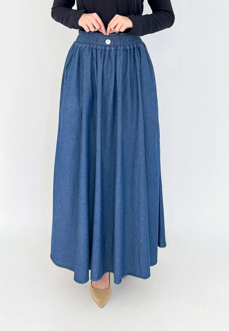 Calista Denim Skirt (Rok Jeans A-Line) BIRU TUA