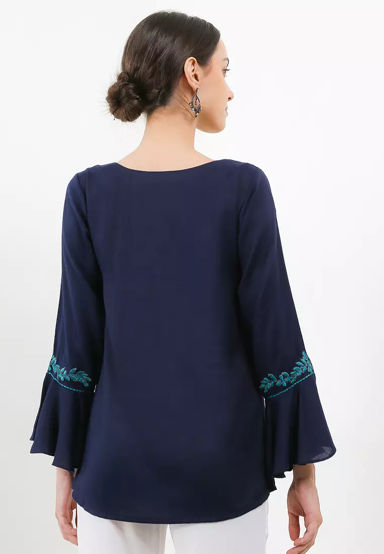 Chanira Festive Kaiza Blouse-Navy