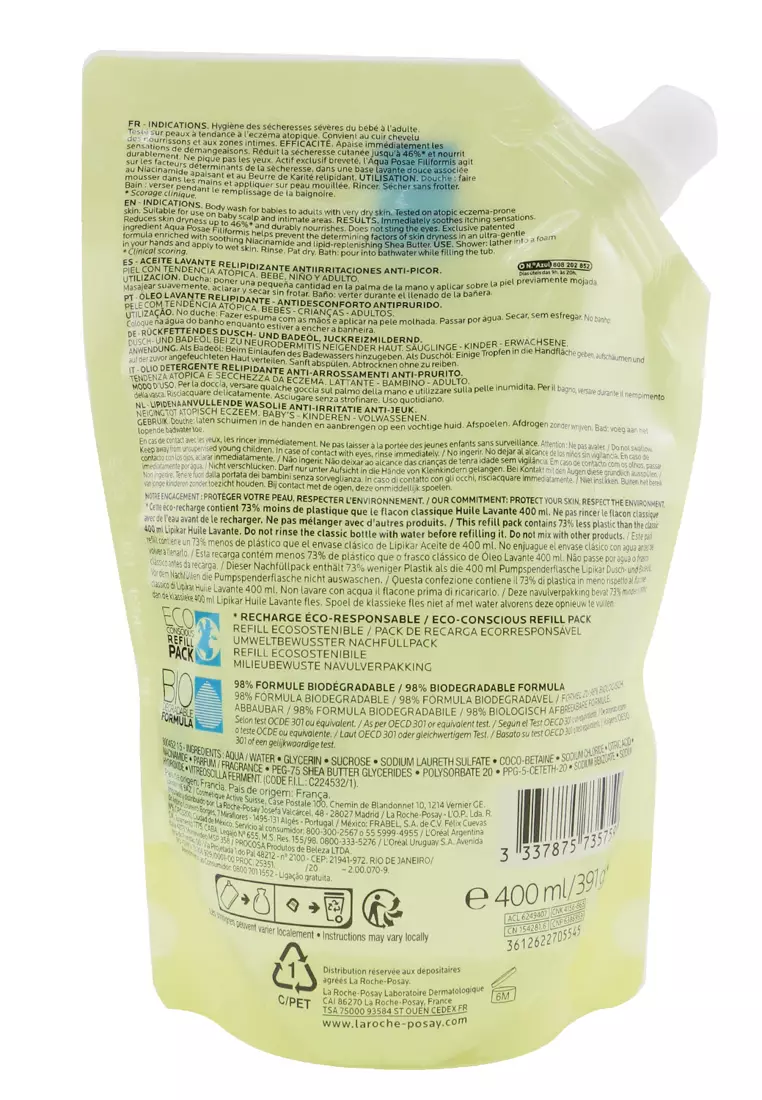 La Roche Posay - Lipikar Ap+ Anti-Irritation Cleansing Oil Eco-Refill 400ml/13.3oz