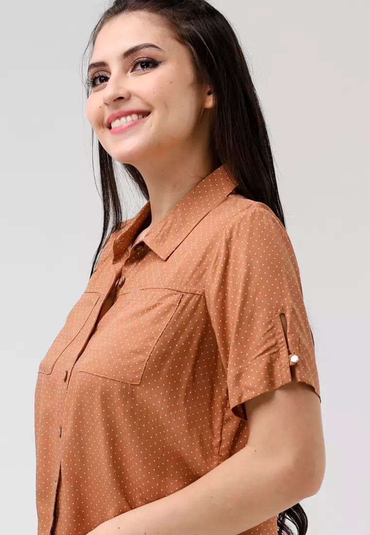 Woven Printed Rayon Short Sleeves Blouse