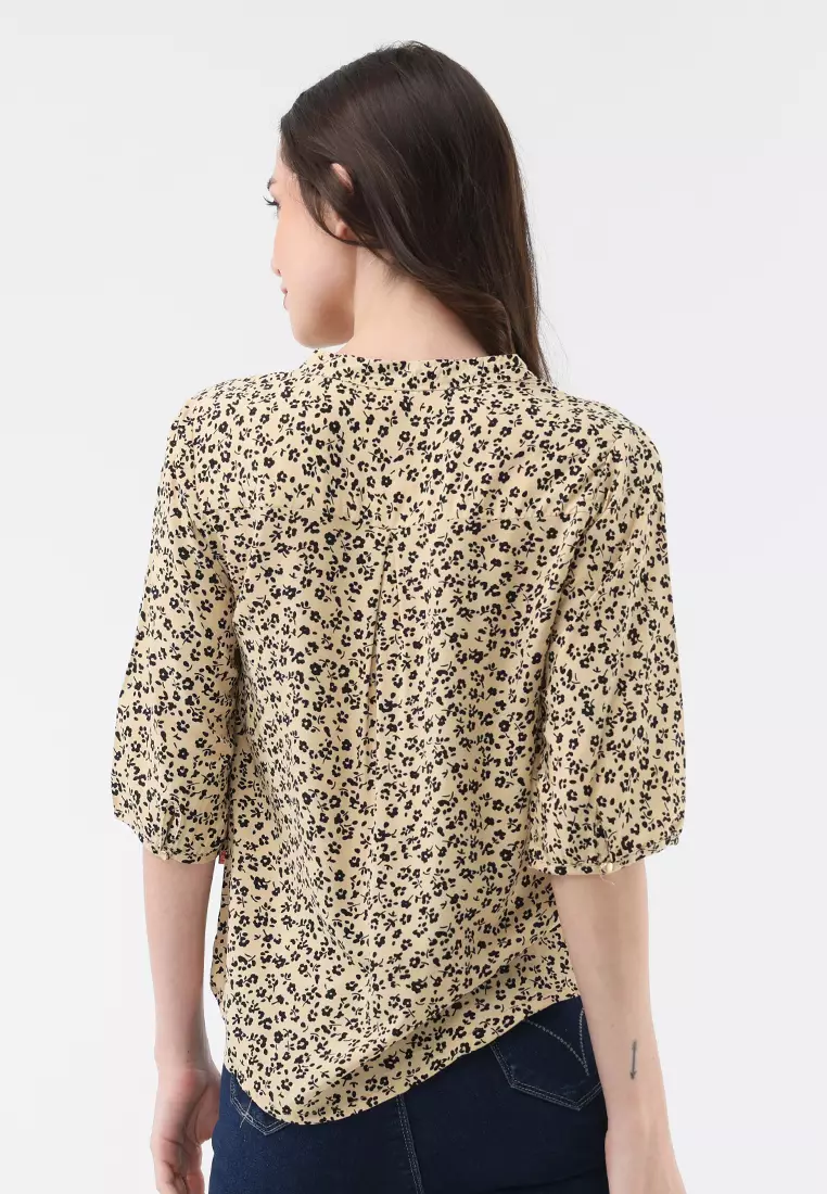 3/4 Sleeves Chinese Collar Blouse