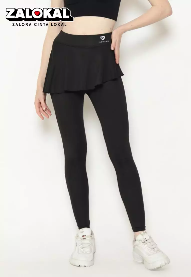 Fitwear - Rok + Legging Olahraga Wanita ELLERY LOPSIDED - BLACK