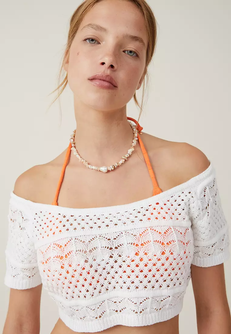 Jetset Crochet Off Shoulder Knit