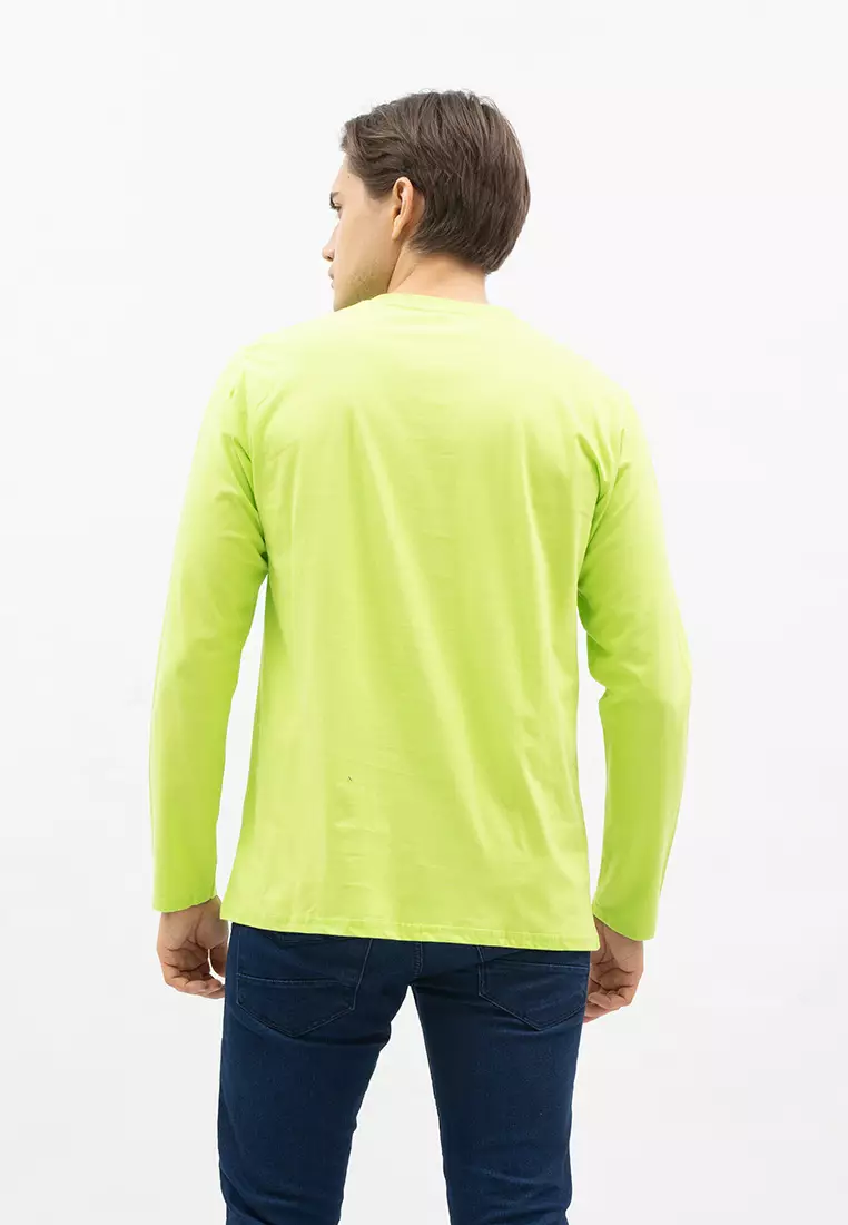 Houseofcuff Kaos Cotton Combed Lengan Panjang Pria Hijau Stabilo