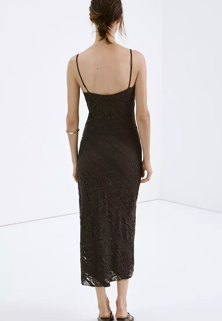 Semi-Transparent Lace Midi Dress