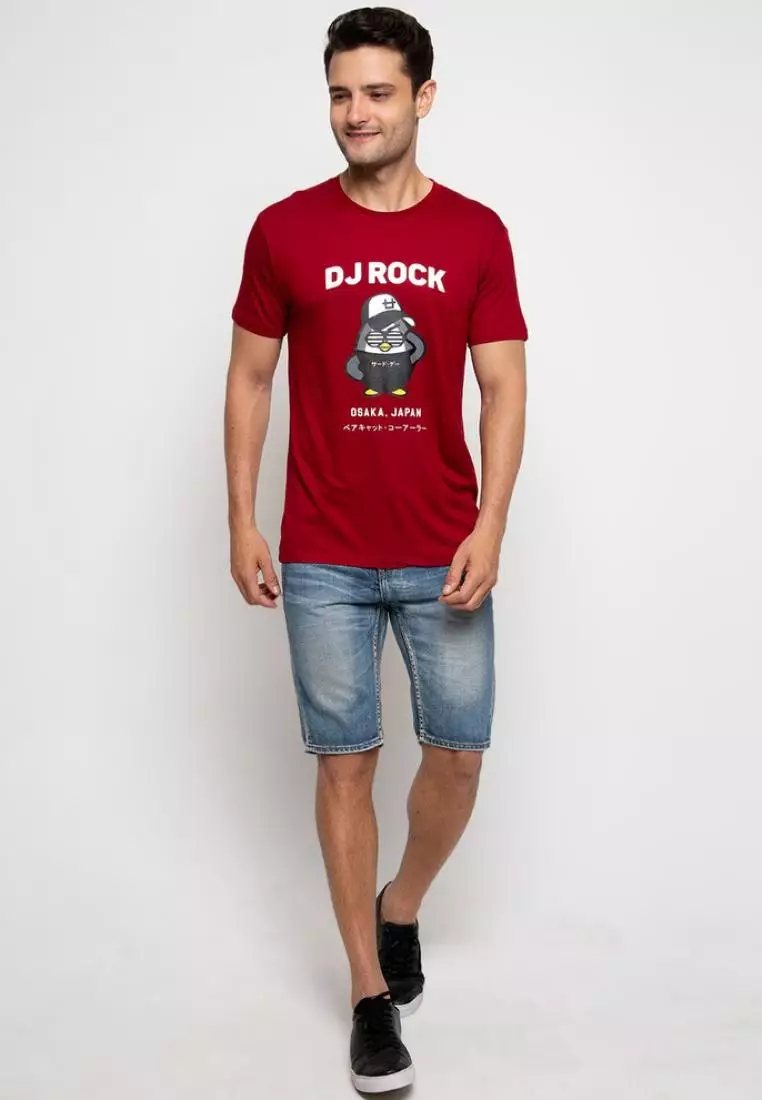 MTF85 Dj Rock Katakana Maroon Kaos Pria