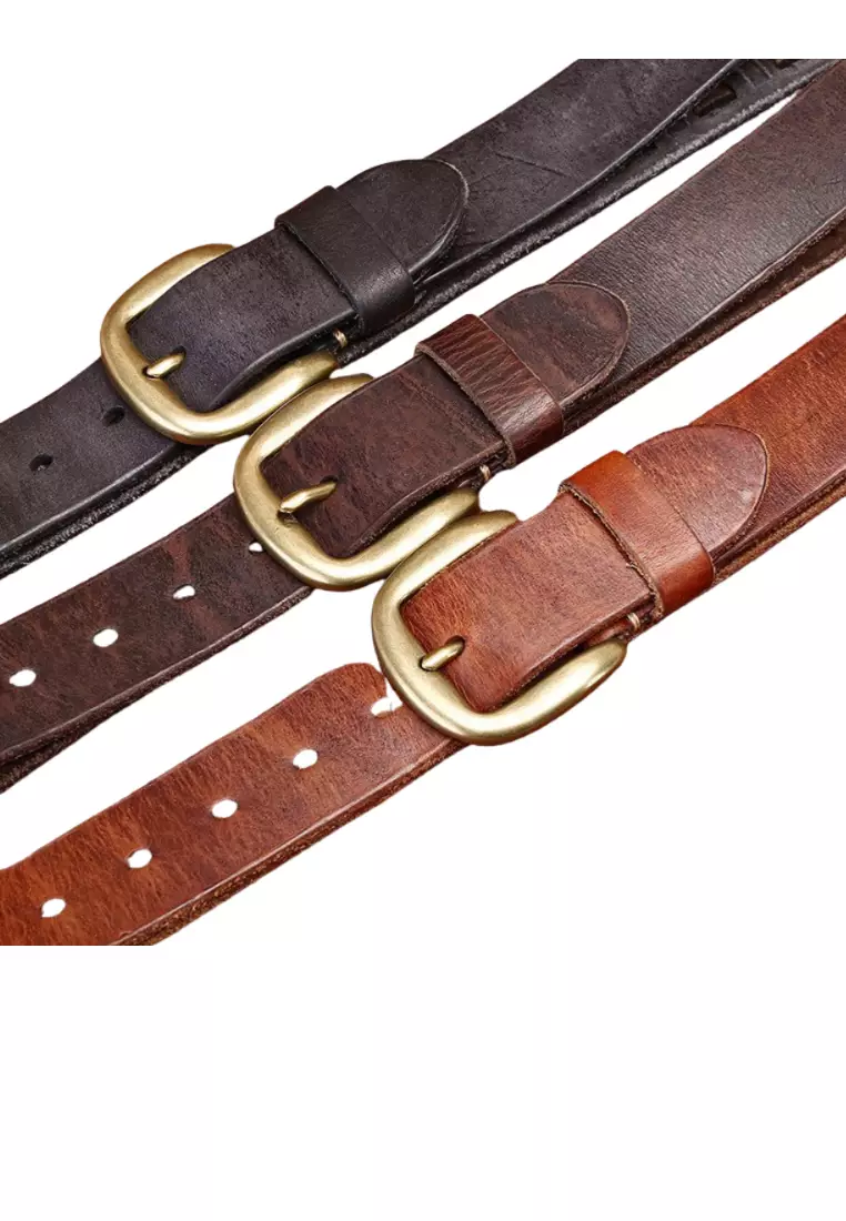 3.8cm Handwoven Genuine Leather Pin Buckle Belt