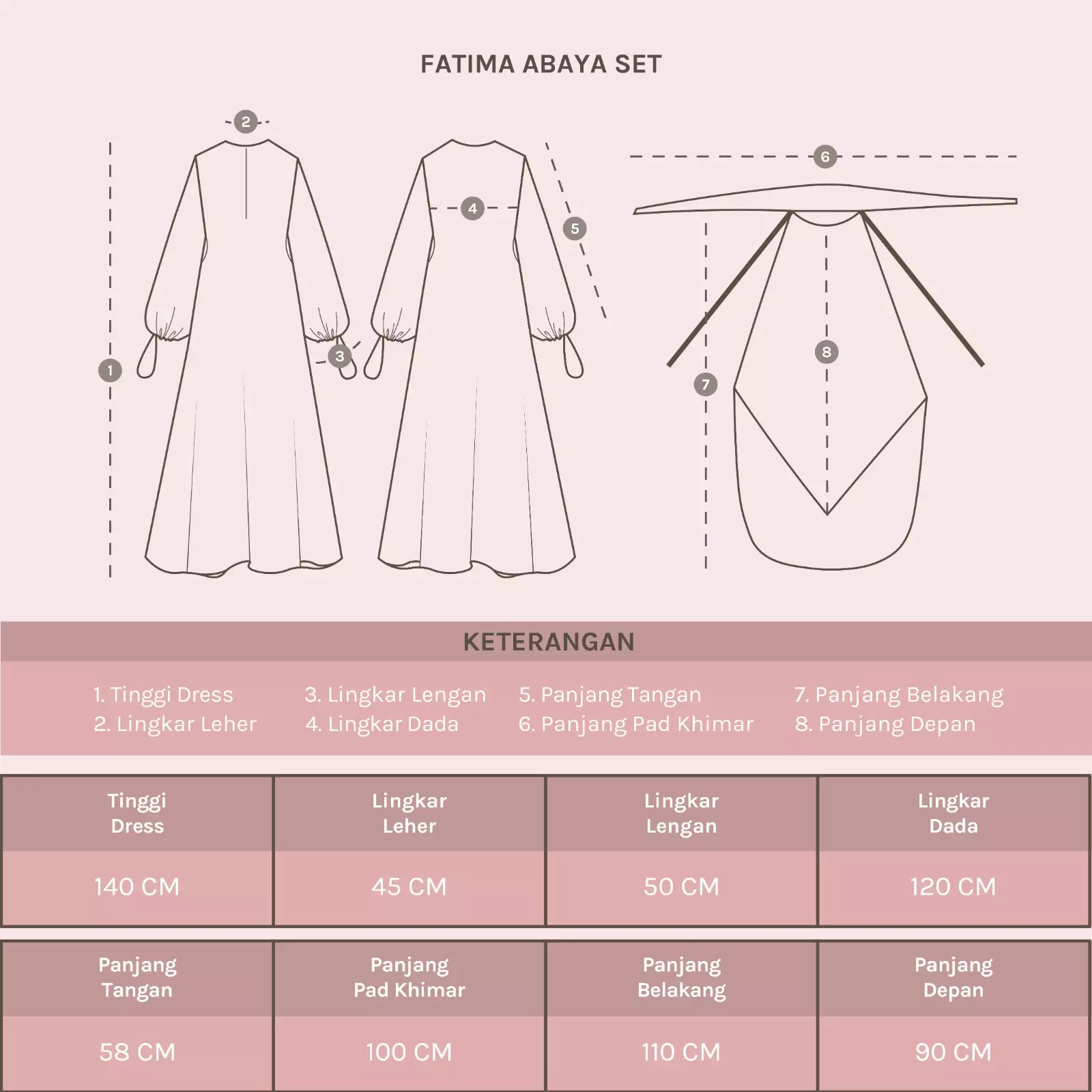 Fatima Abaya Set Grey Cream New Material
