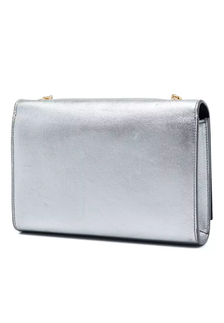 Pre-Loved Saint Laurent Small Metallic Calfskin Monogram Kate Tassel Crossbody