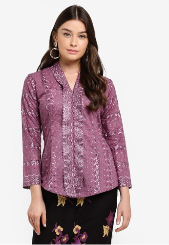 Buy Embroidery Kebaya with Batik Skirt from Seleksi Akma in Purpleat Zalora