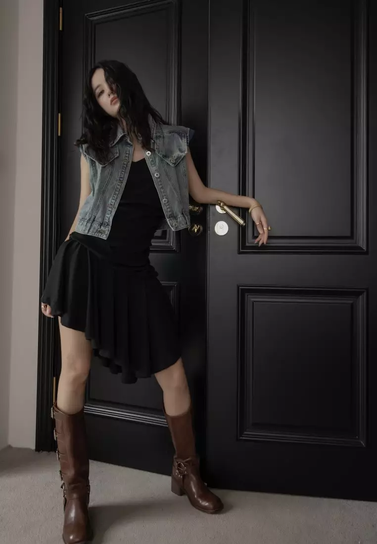 不對稱迷你連衣裙