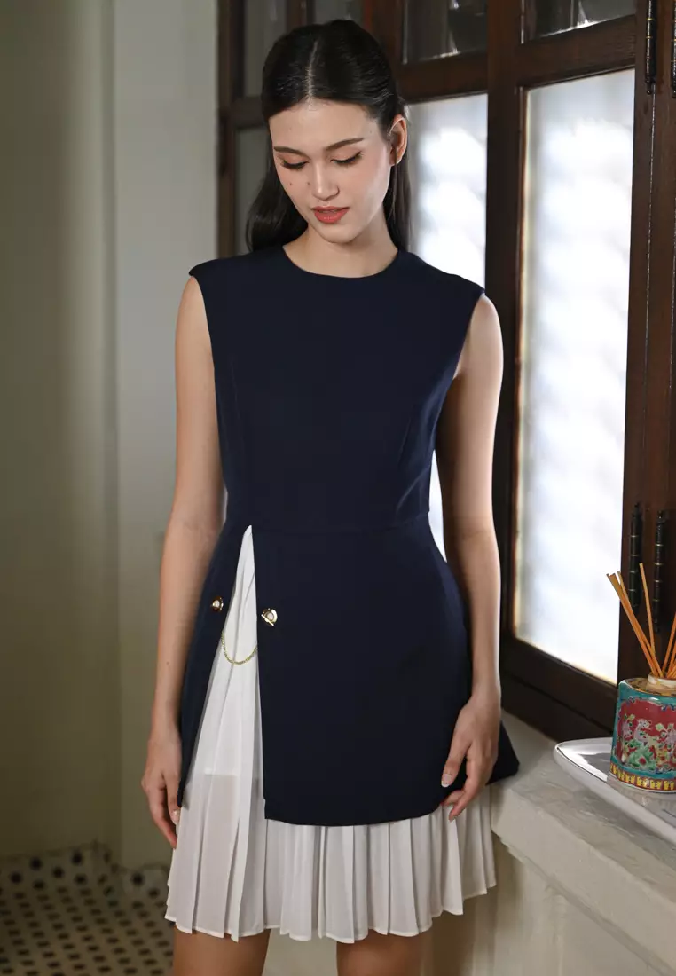 Pleated Work Dress
