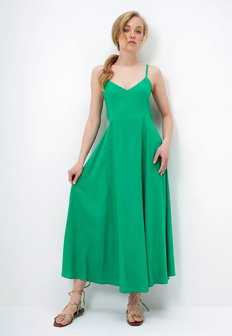 Buy Alacati Women's Green Rope Strap Back Tie Detailed Maxi Length Summer  Dress Alc-X13471 2026 Online | ZALORA