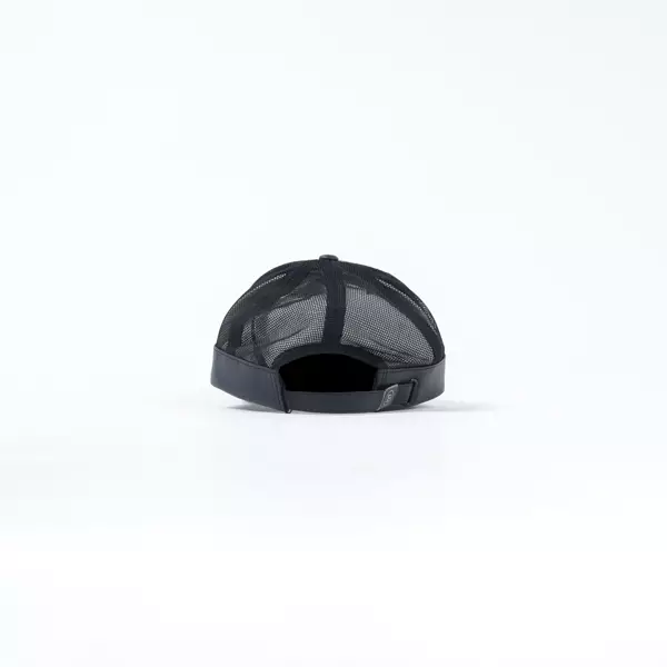 Topi BALMAIN TEXT FLOCKED ALL BLACK MESH LEATHER CAP 100% ORIGINAL