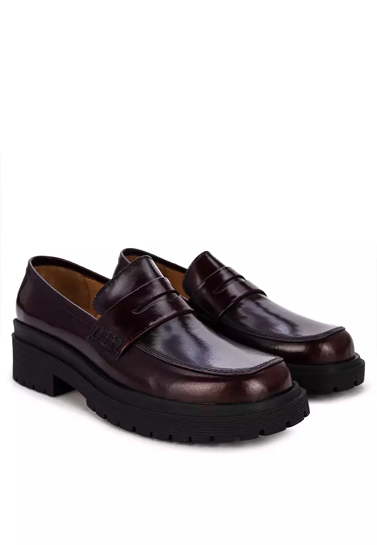 Athena Maroon Penny Loafers