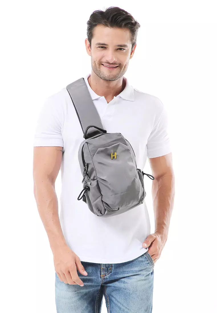 Roger Tas Selempang Pria Shoulder Bag Water Resistant Large Compartment Material Nylon ORIGINAL - Gray