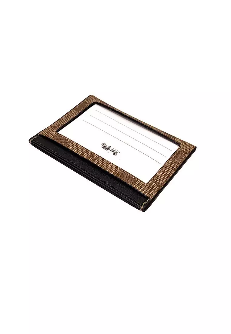 Slim Card Case In Signature Canvas Tan F58110