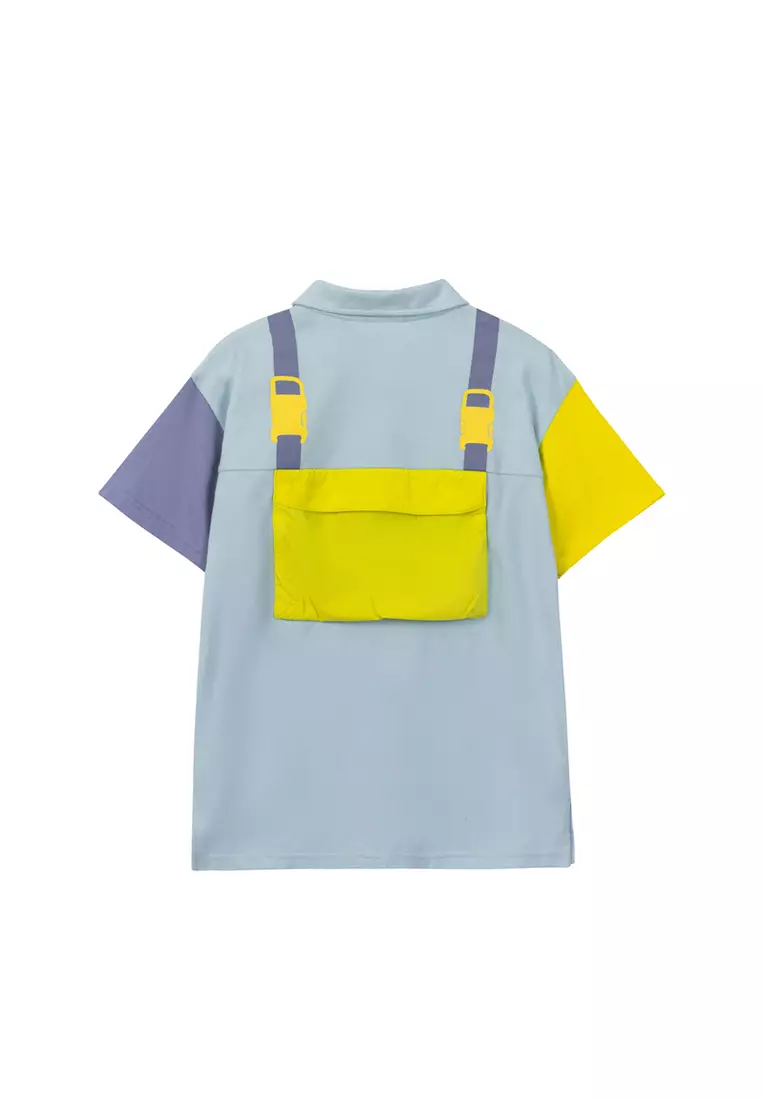 儿童撞色设计polo连衣裙