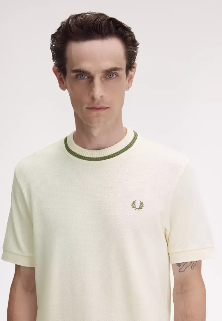 Fred Perry M7 Crew Neck Pique T-Shirt (Light Ecru)