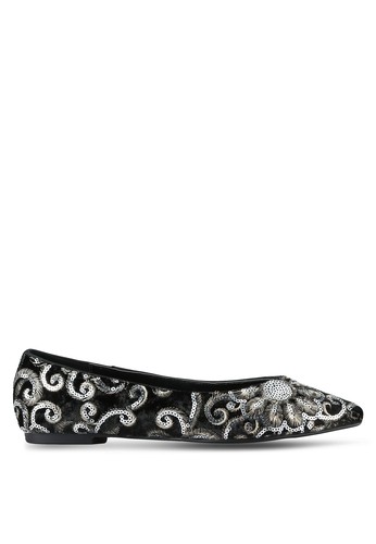 Jual ZALORA Sequin Embroidered Ballet Flats Original 