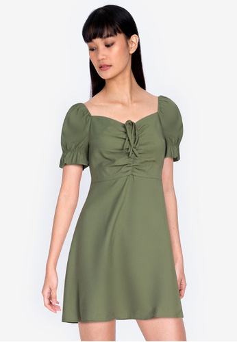 ZALORA BASICS green Sweetheart Neckline Mini Dress 08EC9AA506C059GS_1