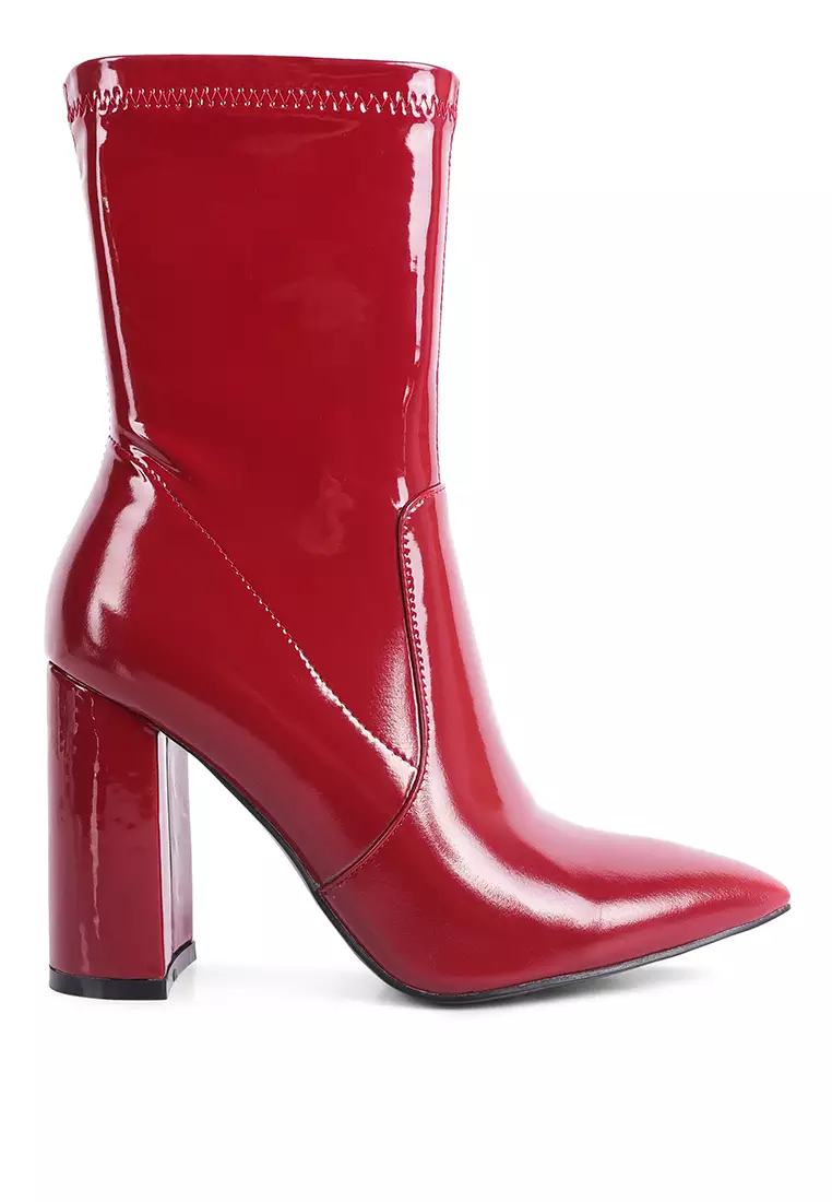 Discount on London Rag  shoes - SKU: Burgundy Block Heel Stiletto Ankle Boot