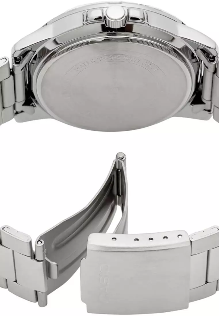 Men Analog Watch MTP-VD01D-3E1V Silver Stainless Steel Strap