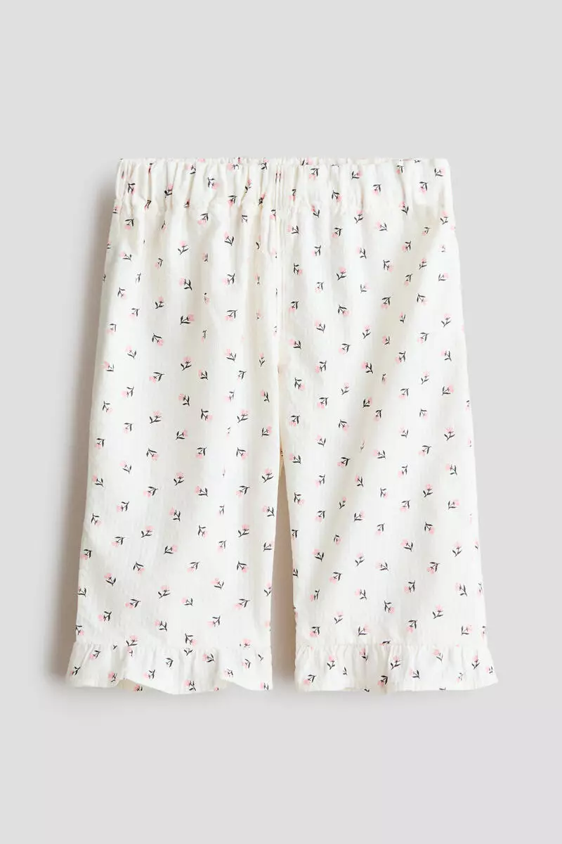 Frill-trimmed cotton trousers