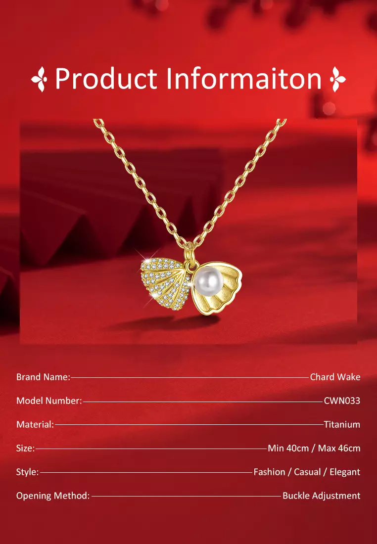 Kalung Wanita Titanium Pearl Shell Design Korea Fashion Cewek Original Necklaces