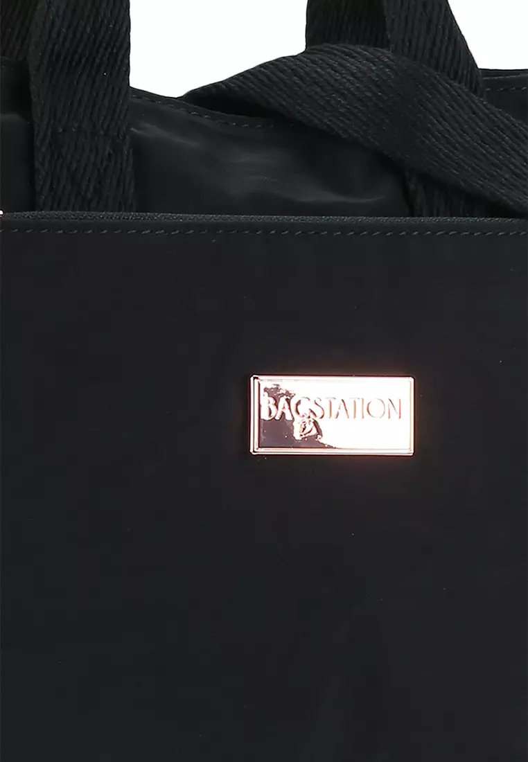 Rose Gold Series Crinkle Nylon Convertible Top Handle Bag