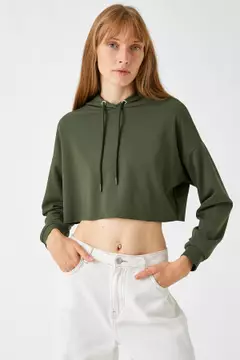 Khaki sale crop hoodie