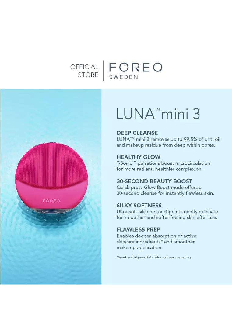 FOREO LUNA mini 3 Smart Facial Cleansing Brush for All Skin Types, Ultra-hygienic Silicone Rechargeable [2-Year Warranty, App Connected] - Midnight