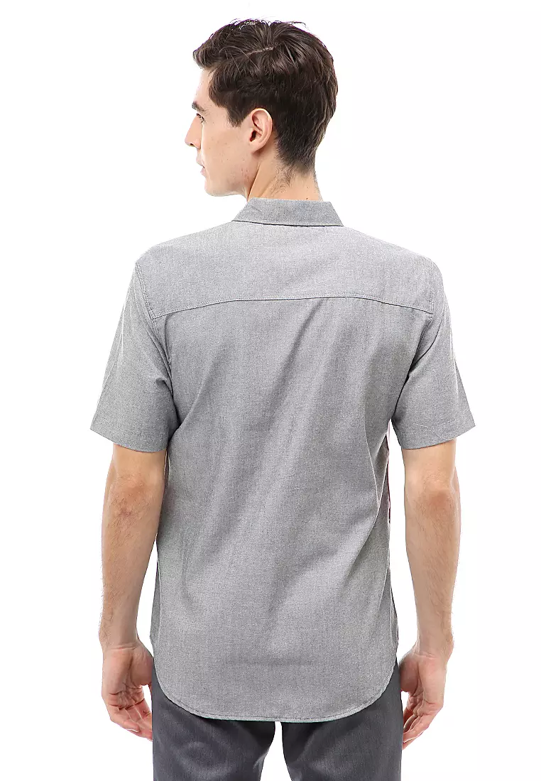 Dwan Atasan Kasual Kemeja Pria Lengan Pendek Combinasi 3 Warna Material Cotton ORIGINAL - Gray White