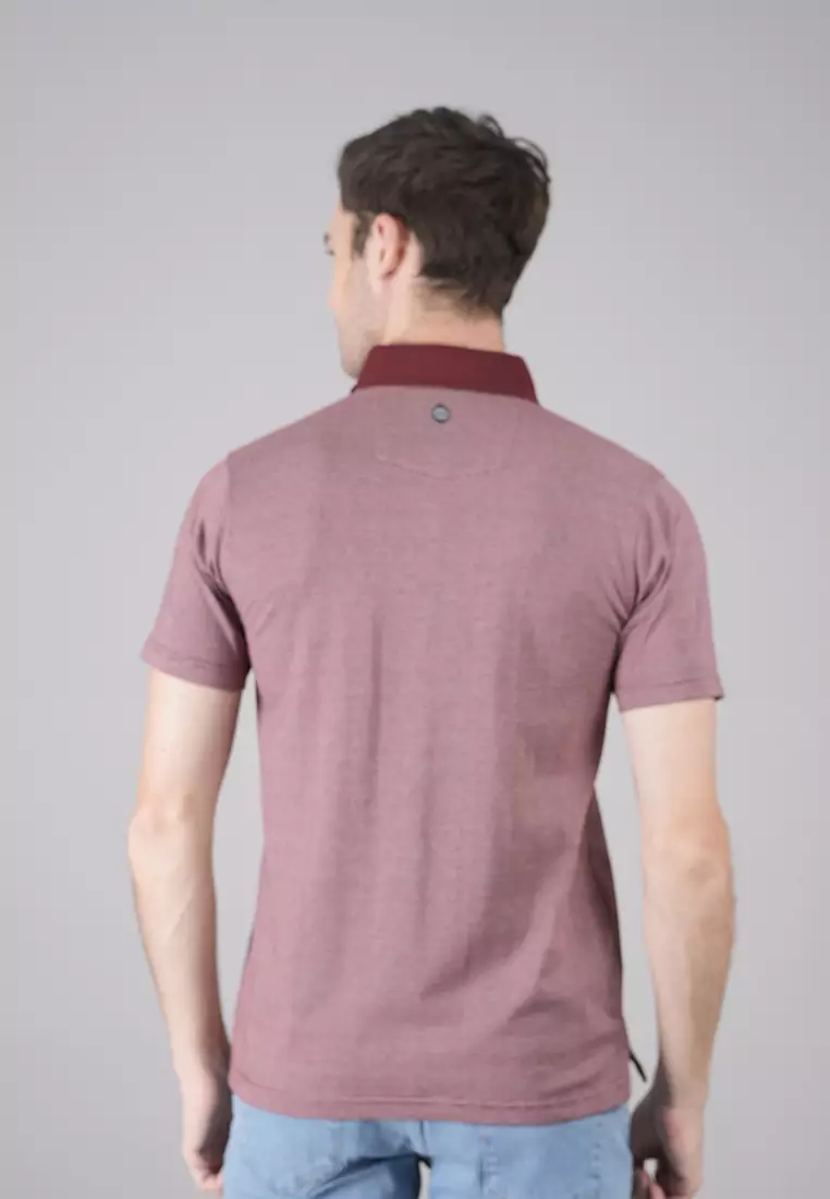 LGS - Kaos Casual Pria - Kaos Kerah Wangky - Lengan Pendek - Maroon - JWS.324.L3128F.01