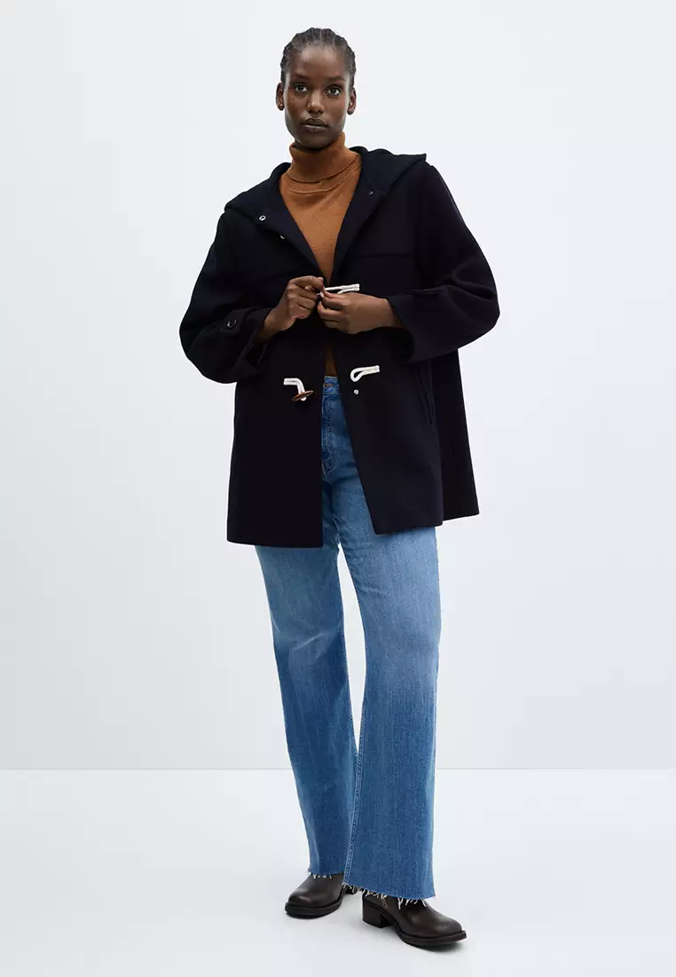 Mango hooded wool coat best sale