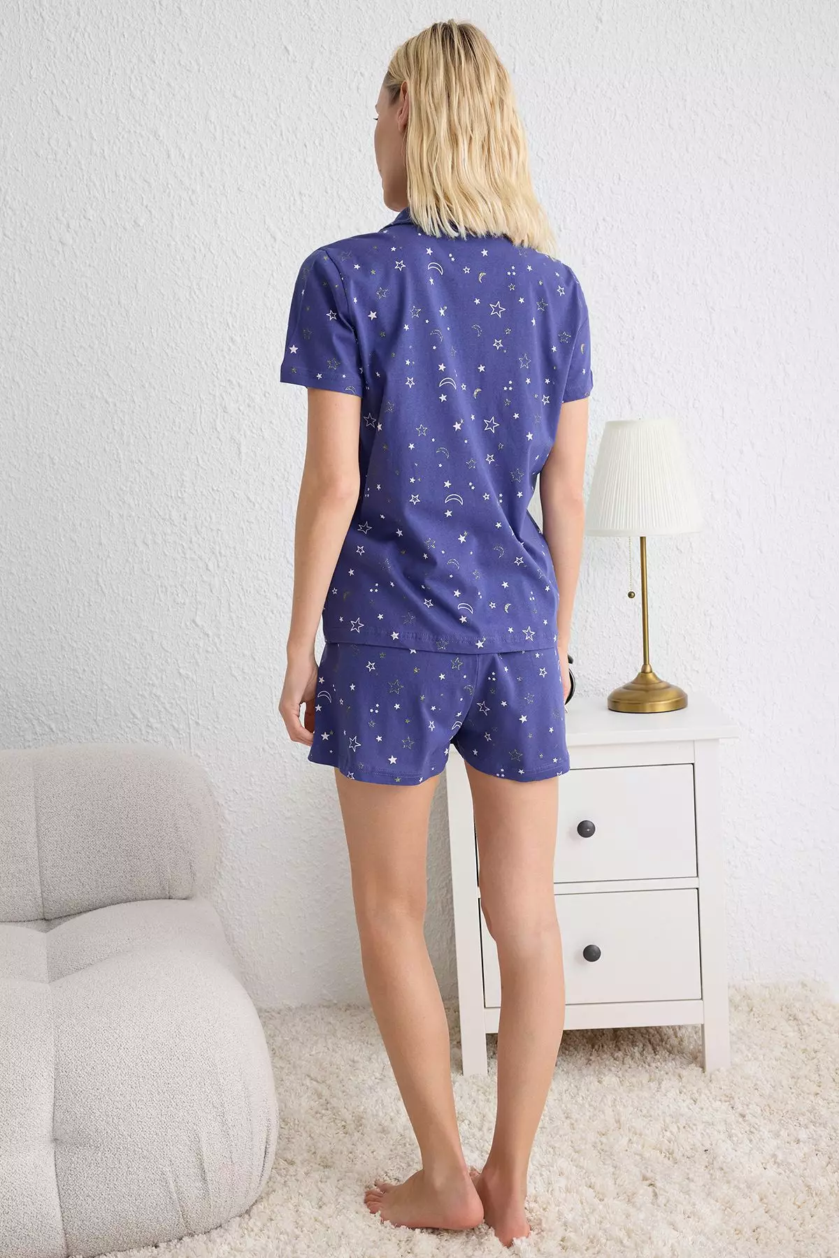 2 Pack Blue Galaxy Short Loungewear Regular Pajama Set