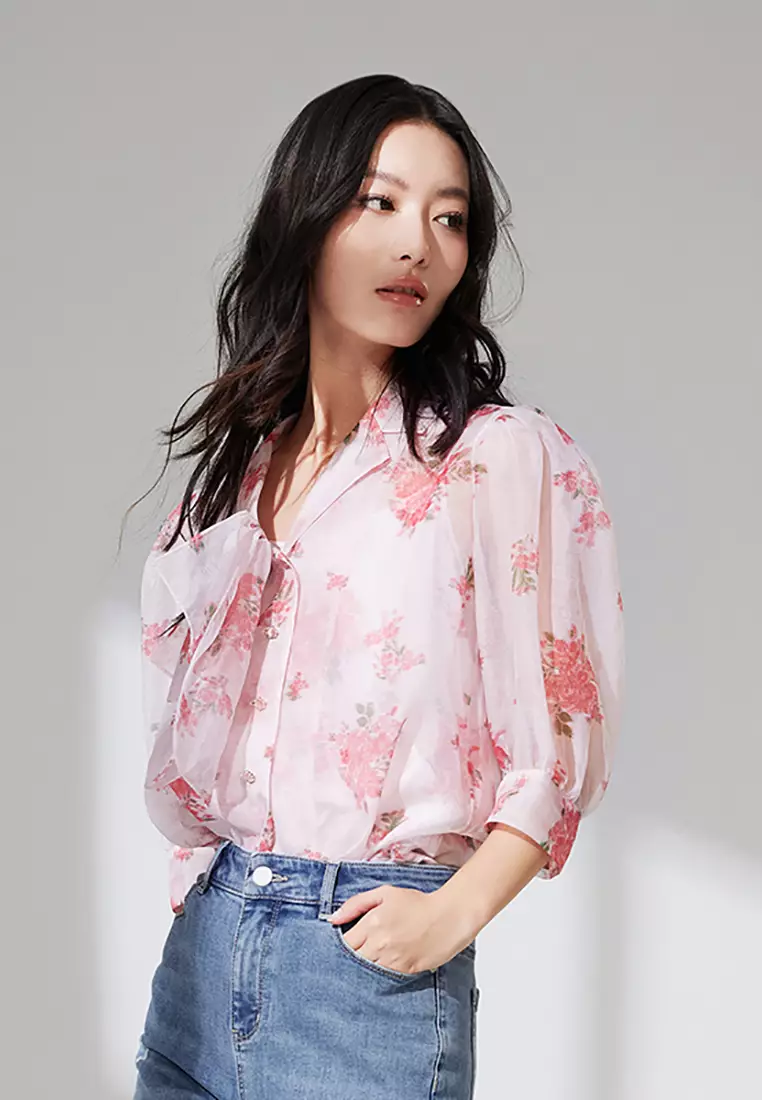 Loose Floral Summer Chiffon Blouse
