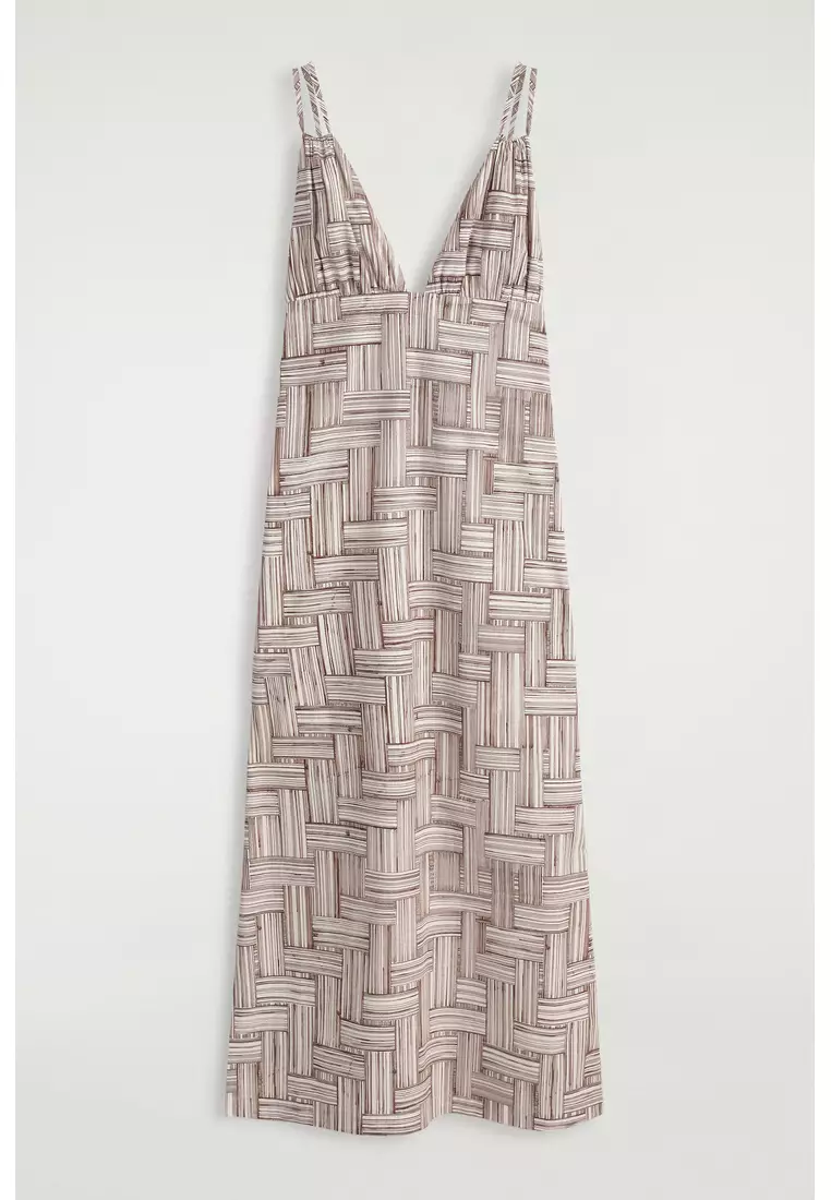 PRINTED V-NECK MAXI DRESS