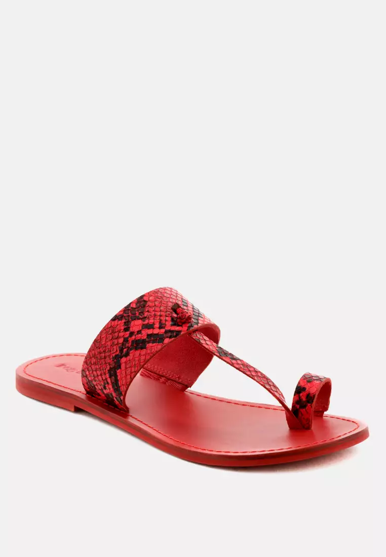 Red cheap snakeskin sandals