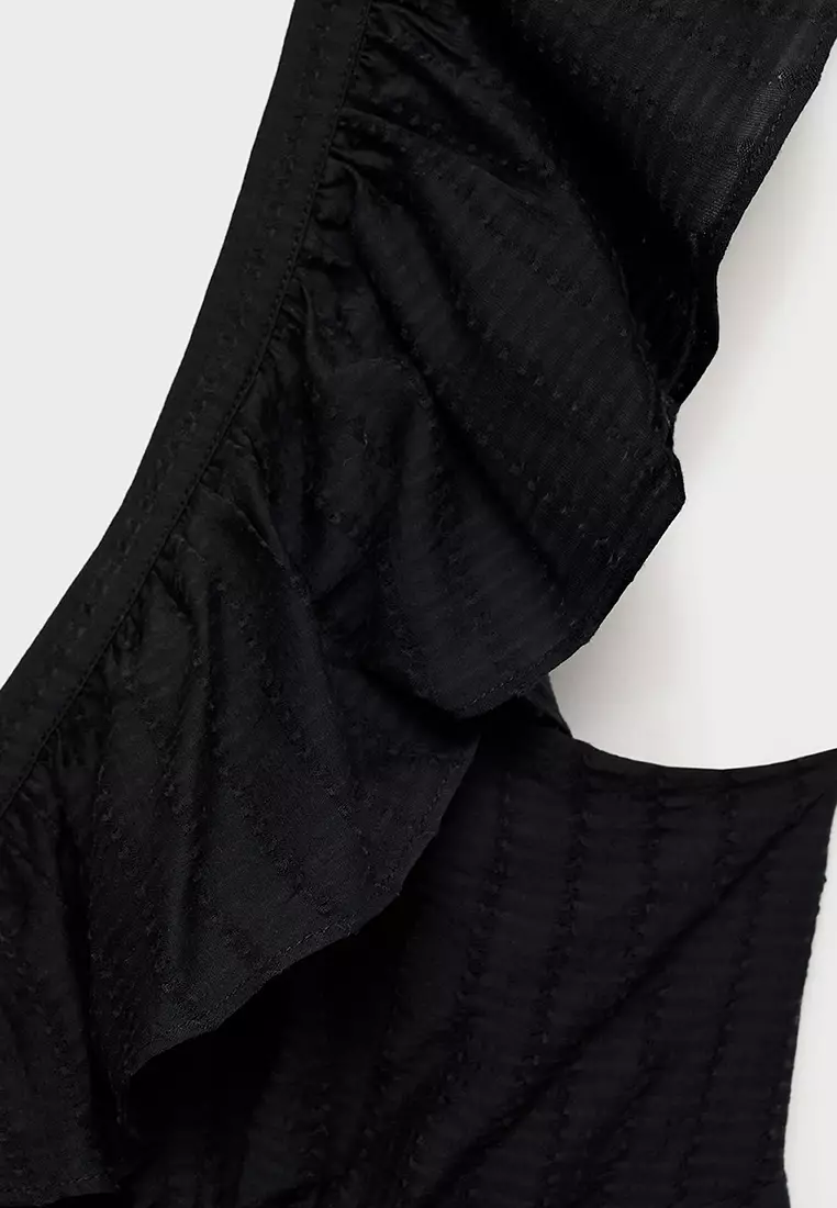 Long Dress With Ruffle Neckline