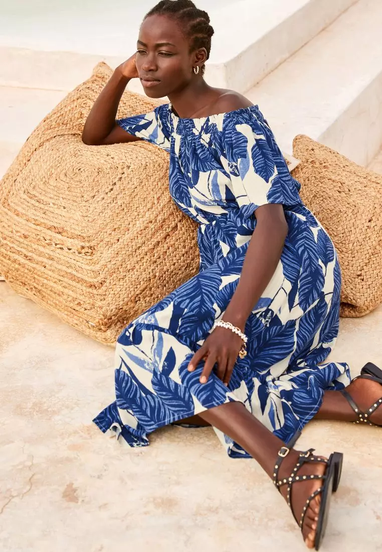 NEXT Off Shoulder Midi Summer Dress 2024 Buy NEXT Online