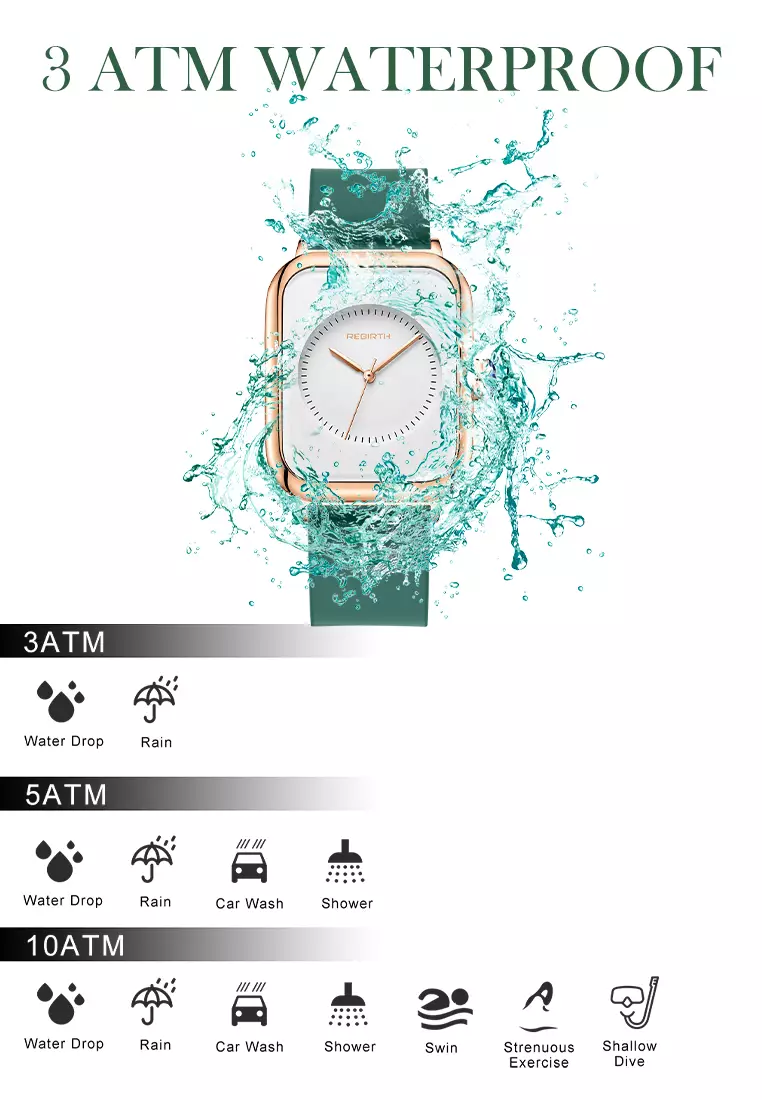 Jam Tangan Wanita Santai Display Kuarsa Tahan Air Wanita Tali Silikon Jam Tangan Cewek greenwhite