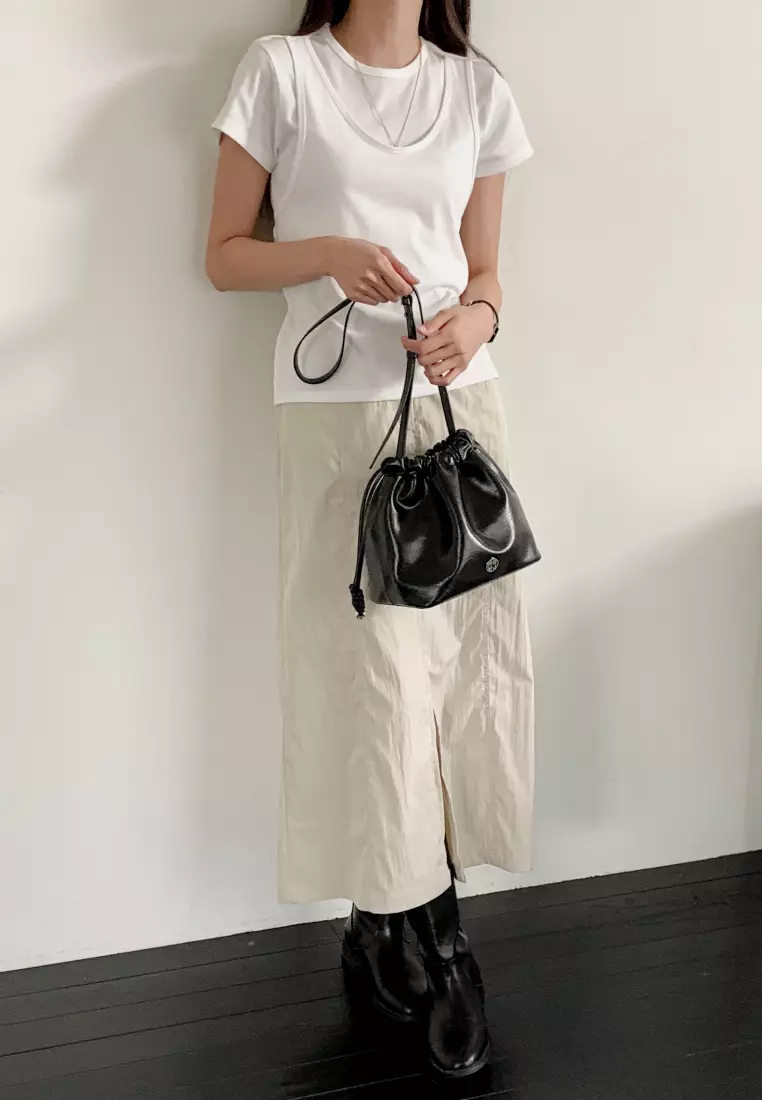 CHERRY Vegan Leather Crossbody Bag Black