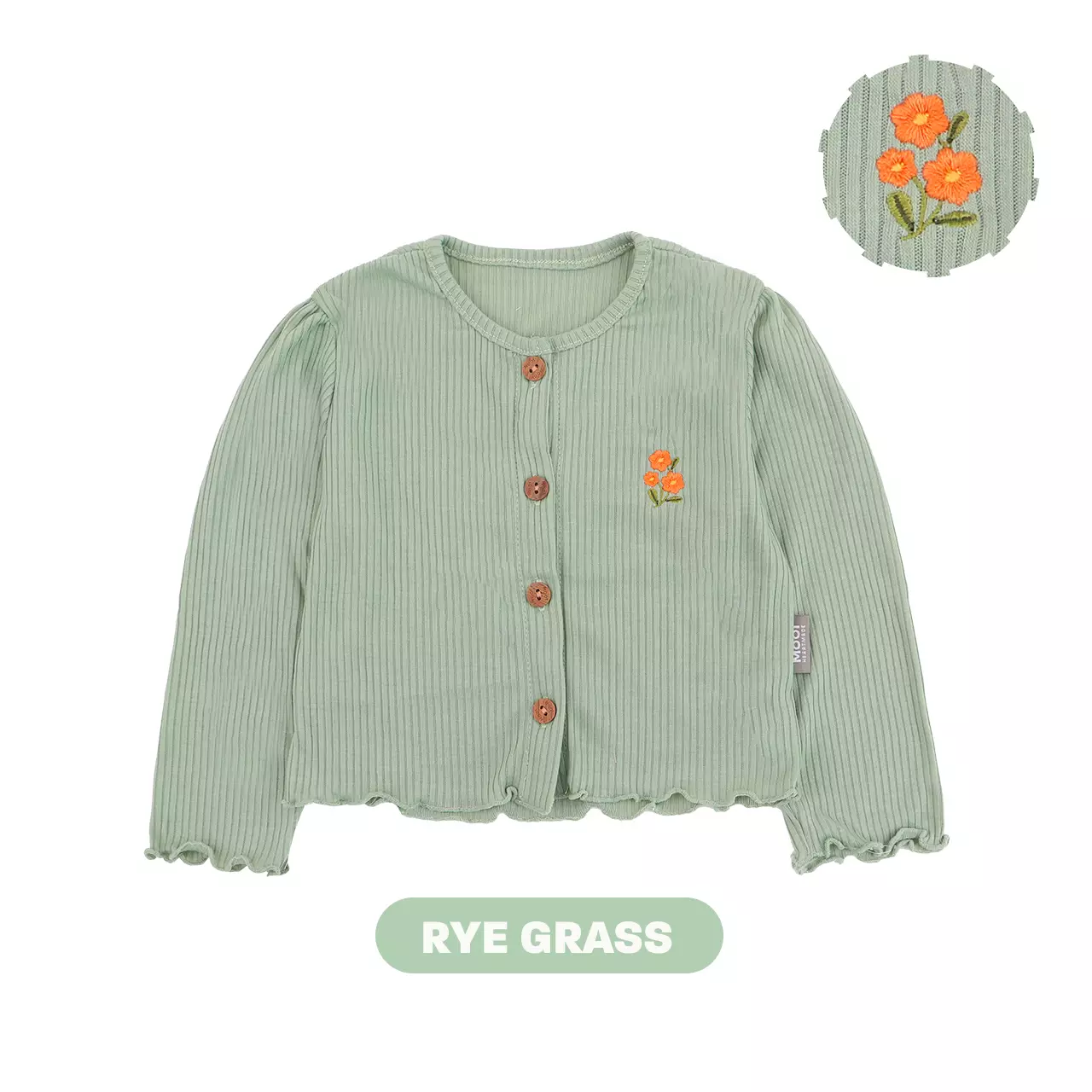 Mooi Cardigan Anak Cherry Cardigan - Rye Grass