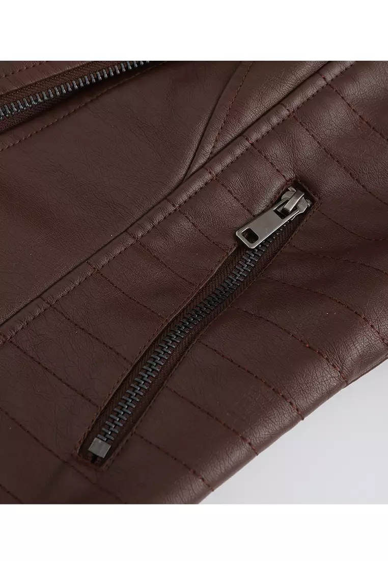 Cropped Faux Leather Jacket AD-D25