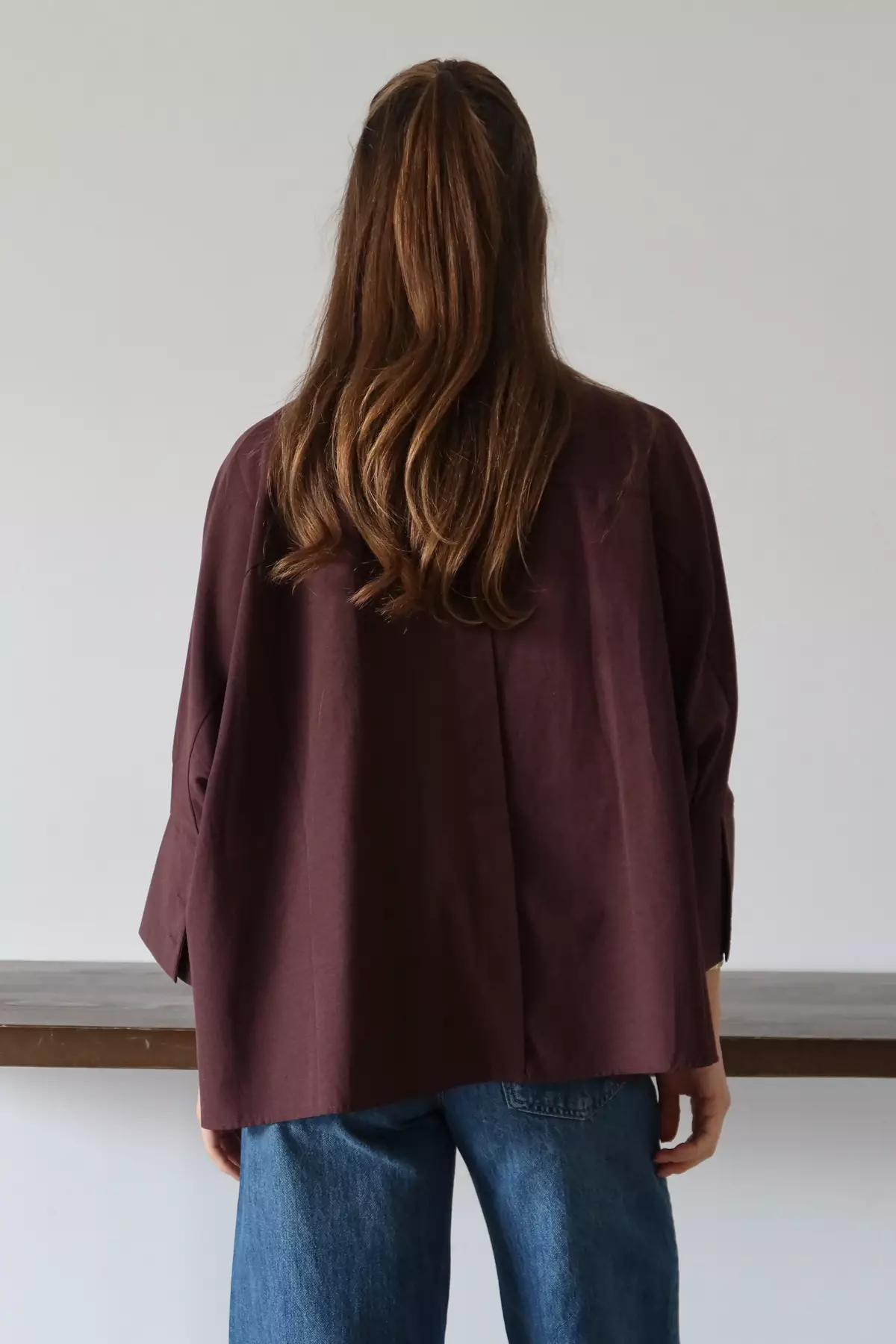 Plum Wide Cuff Oversized Woven Shirt Twoaw26Go13