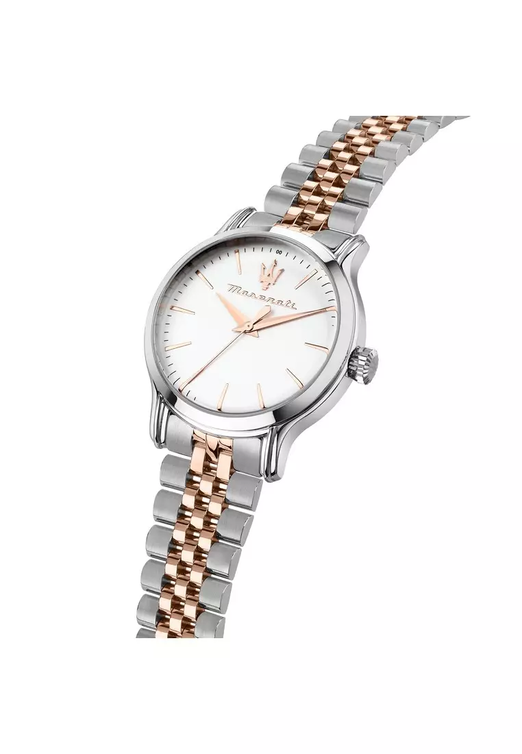 【2 Years Warranty】Maserati Epoca 34mm White Silver Dial Women's Solar Watch R8853118520 With Luminous Hands