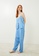 LC WAIKIKI blue V-Neck Patterned Strap Satin Women's Pajamas Set 5B7BBAAE3CB244GS_2